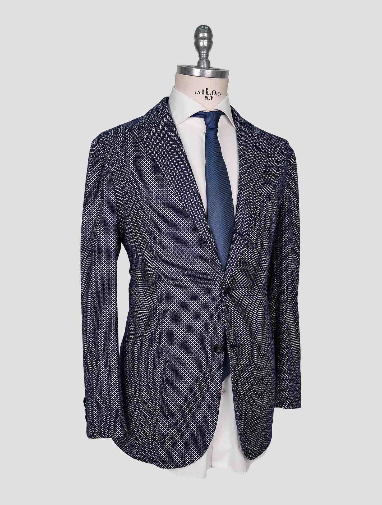 Kiton Blue White Cashmere Silk Blazer