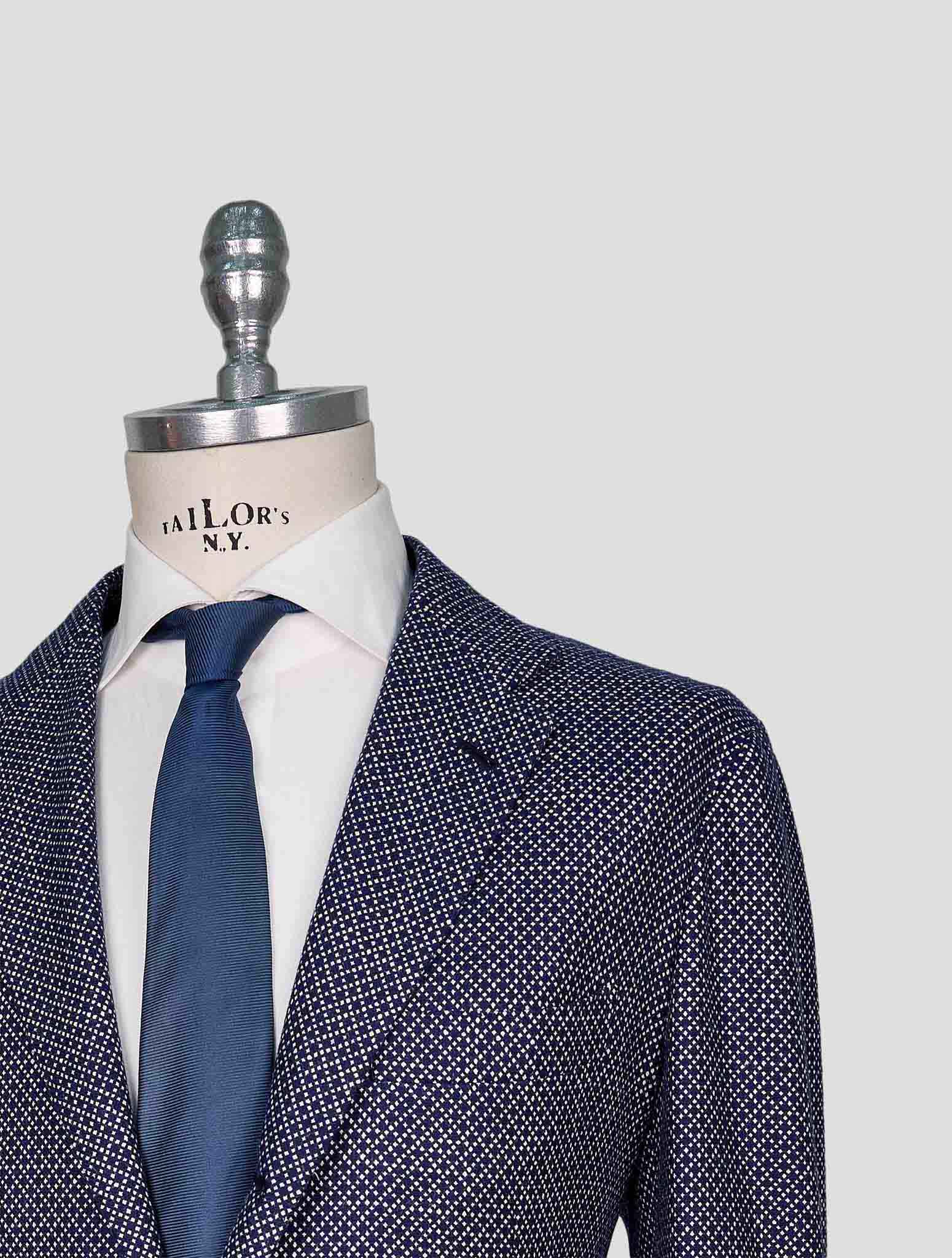 Kiton Blue White Cashmere Silk Blazer