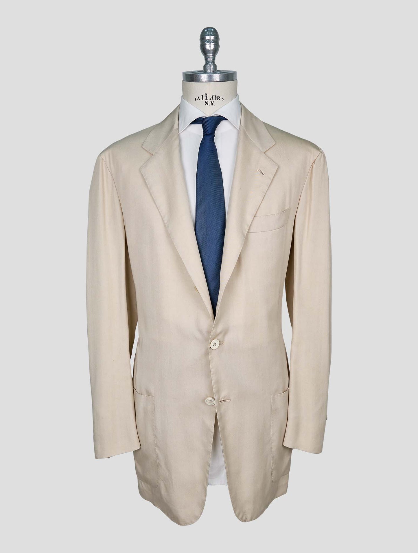 Kiton Beige Lyocell Viscose Silk Blazer