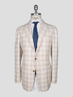 Kiton Beige White Cashmere Virgin Wool Silk Linen