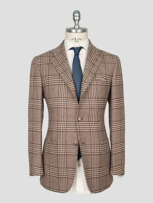 Kiton Brown White Cashmere Blazer