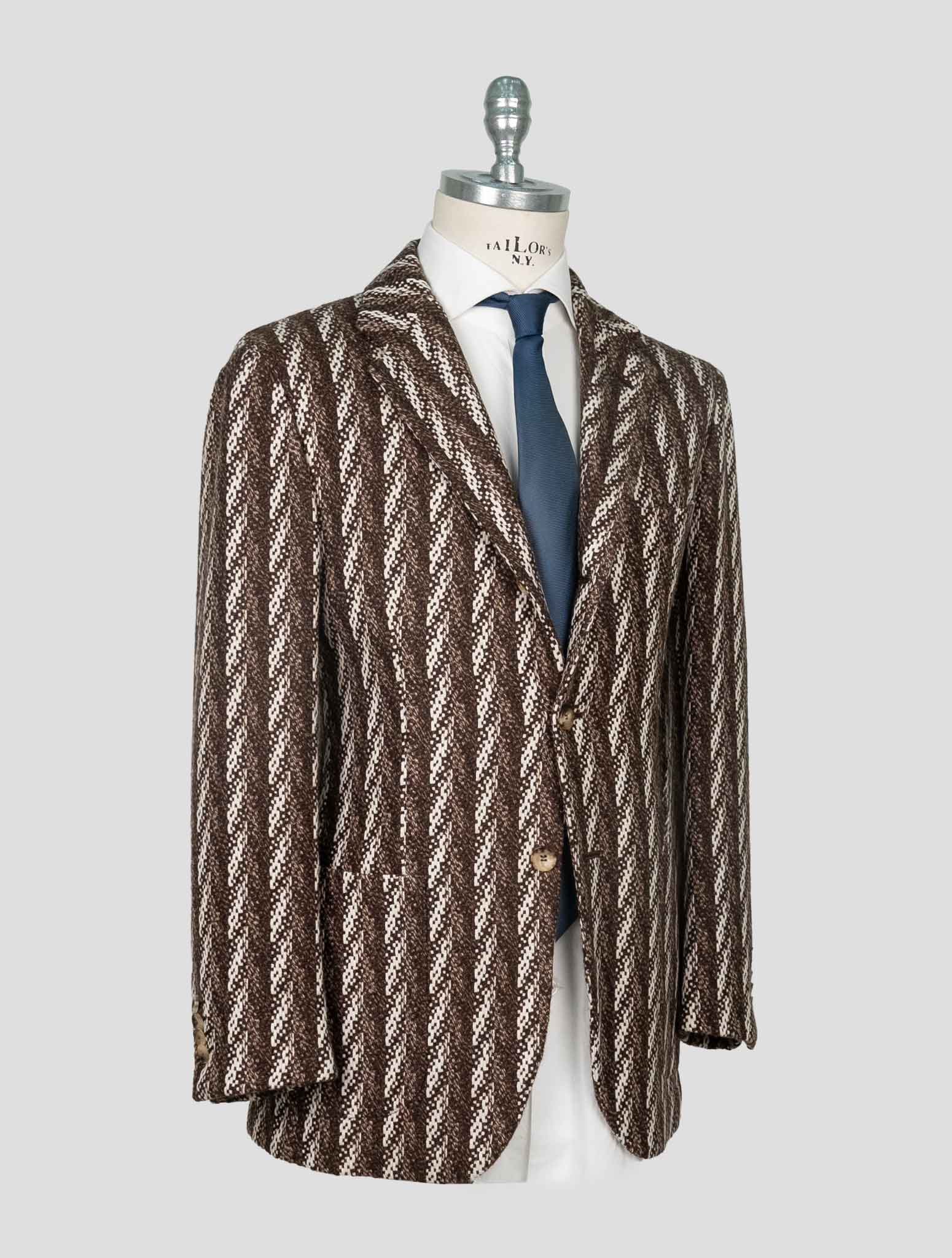 Kiton Brown White Cashmere Blazer