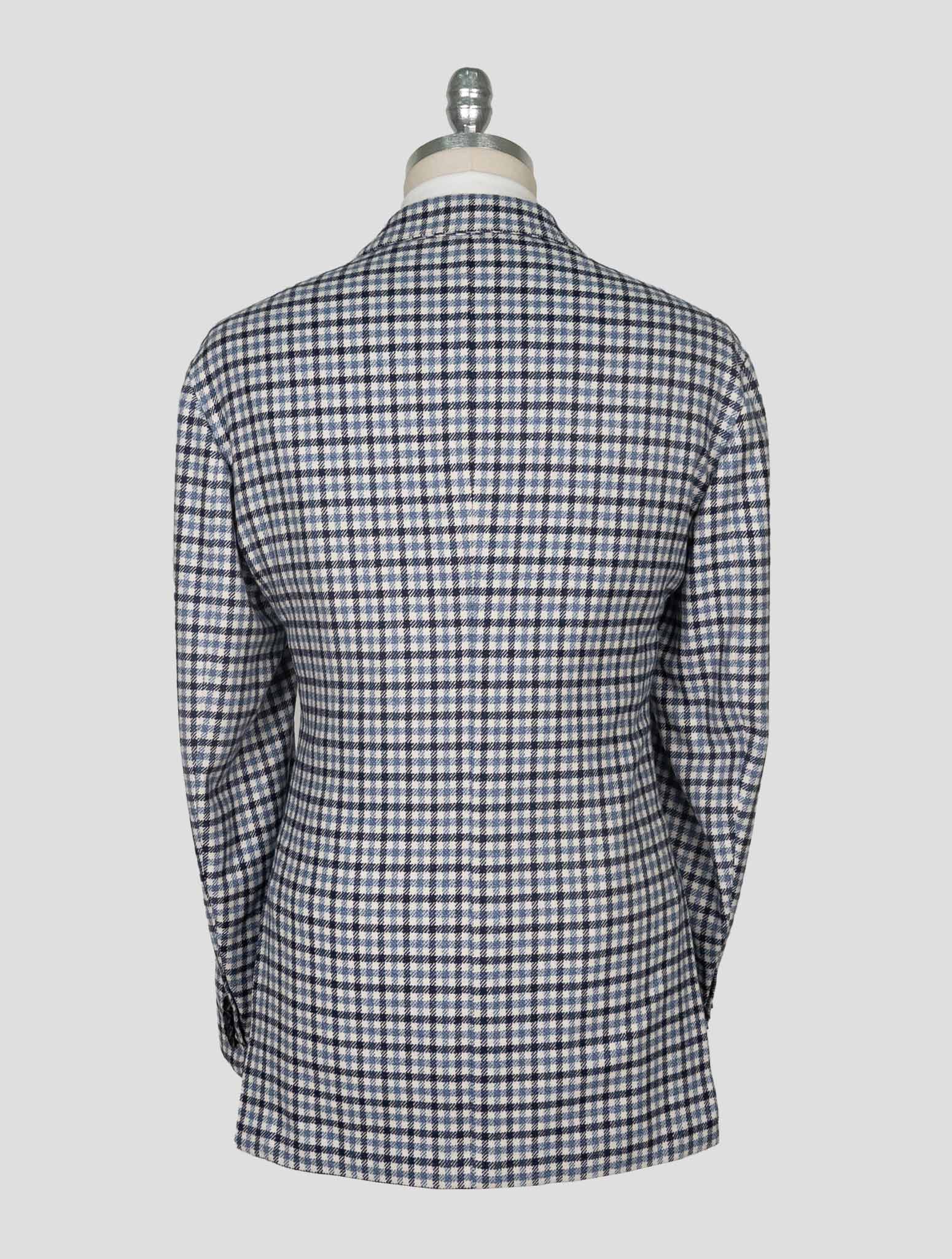 Kiton Blue White Cashmere Blazer