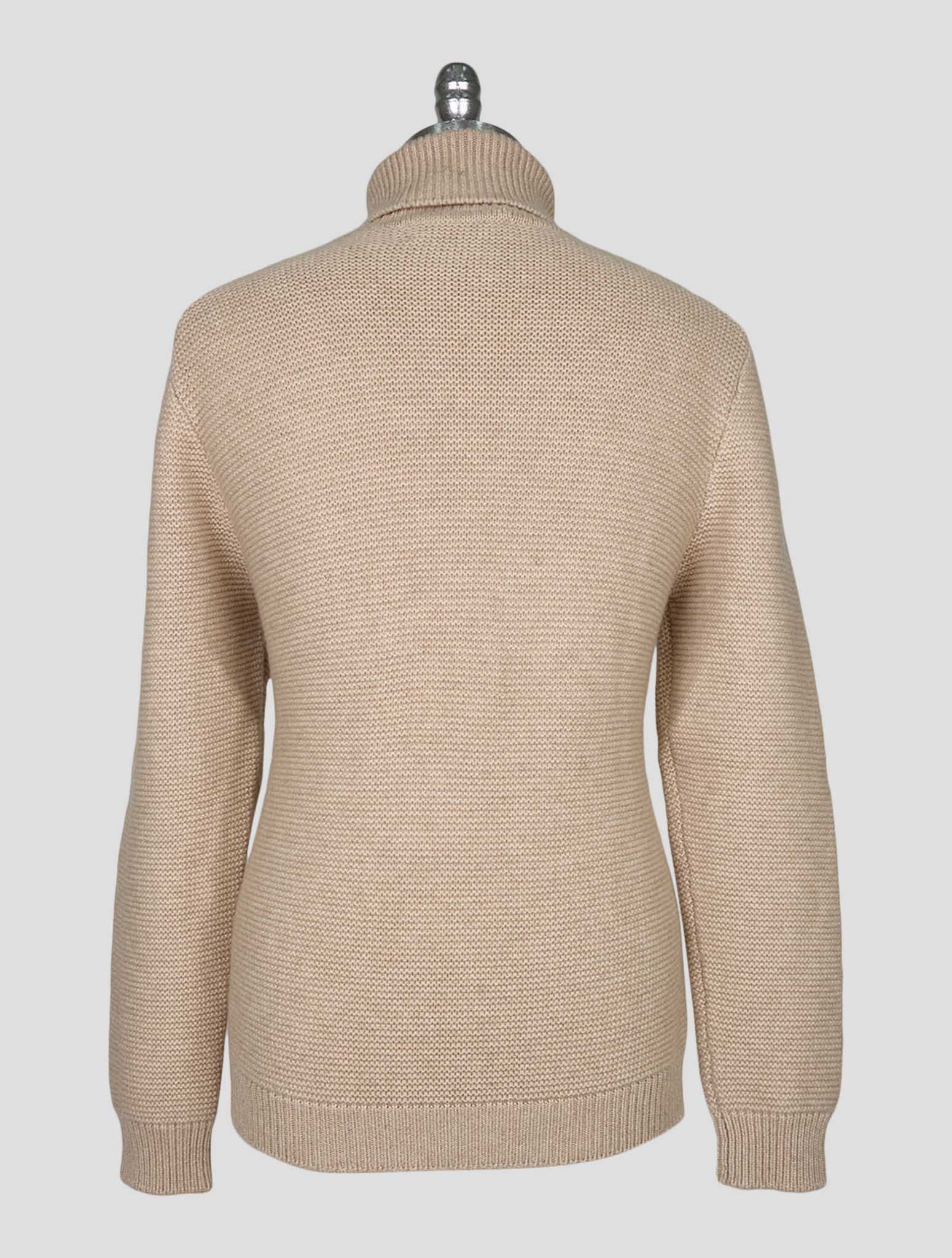Kiton Beige White Cashmere Sweater Turtleneck