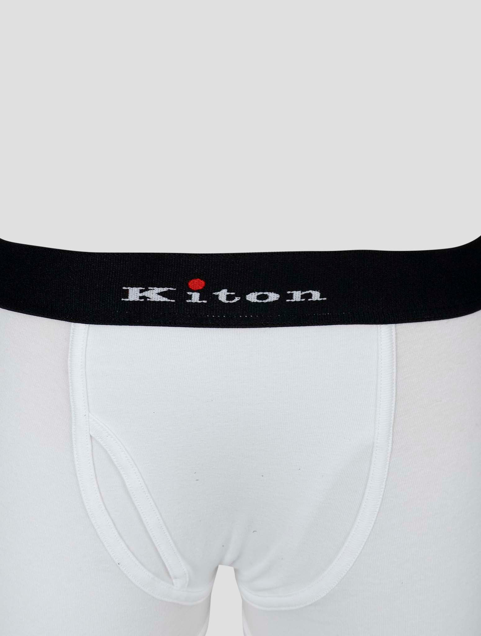 Kiton White Cotton Ea Boxer