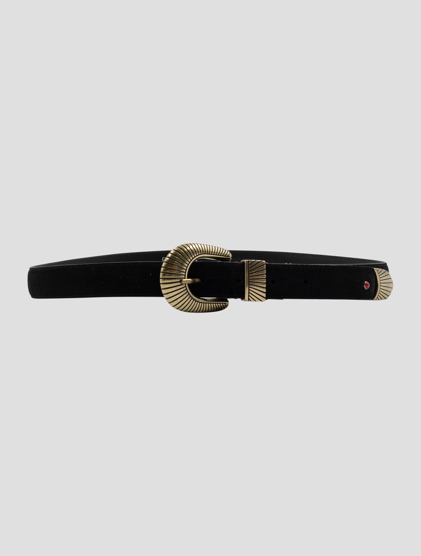 Kiton Black Leather Suede Belt