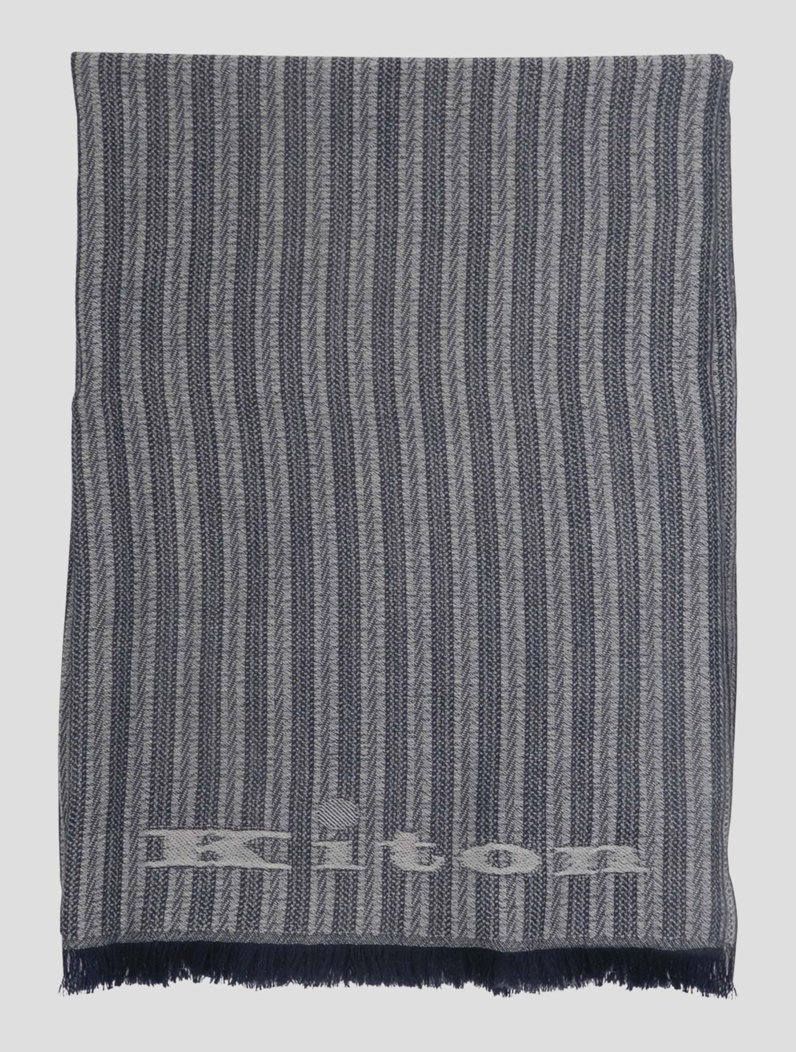 Kiton Blue White Cashmere Scarf 70x180