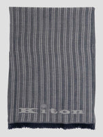 Kiton Blue White Cashmere Scarf 70x180