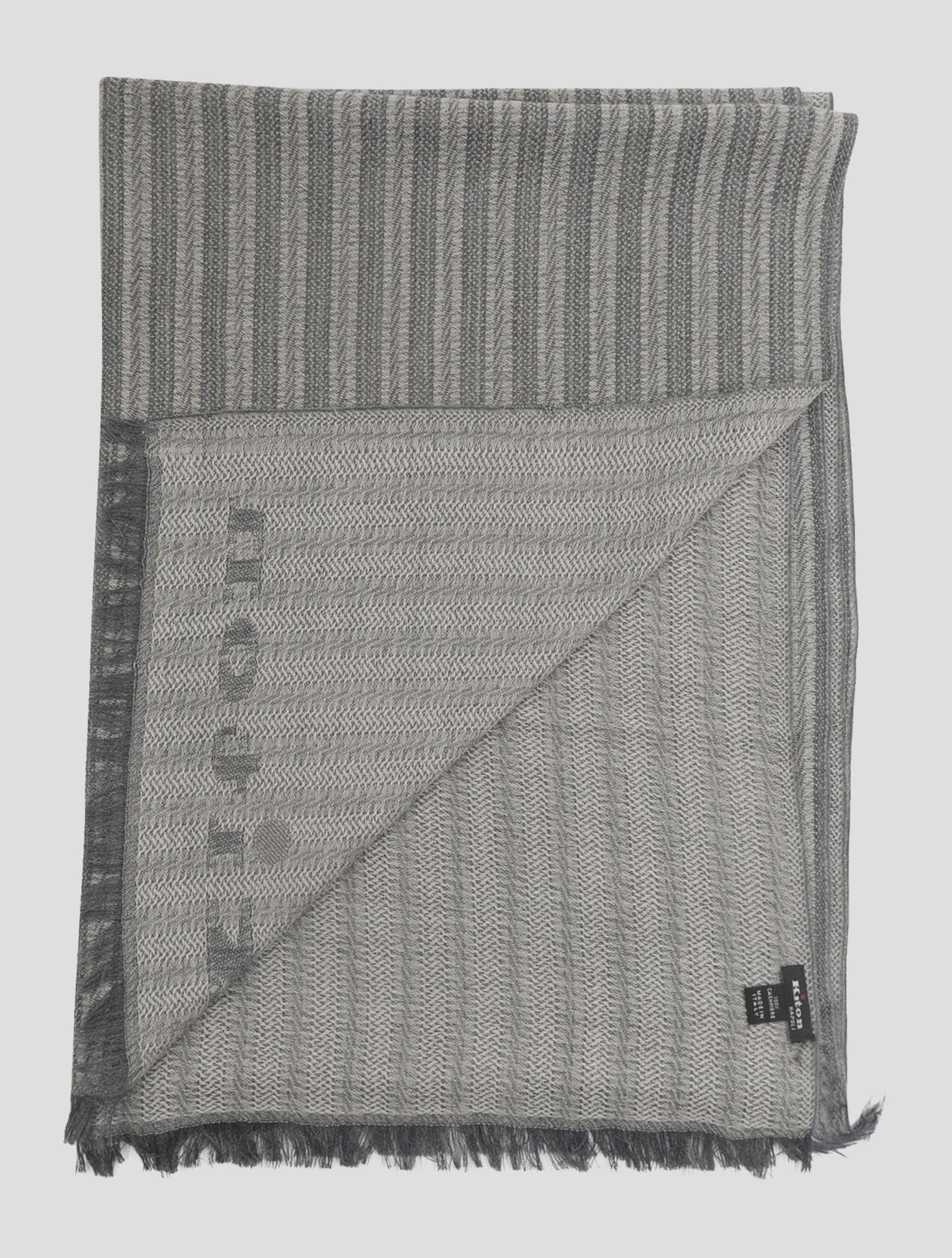 Kiton Gray White Cashmere Scarf 70x180