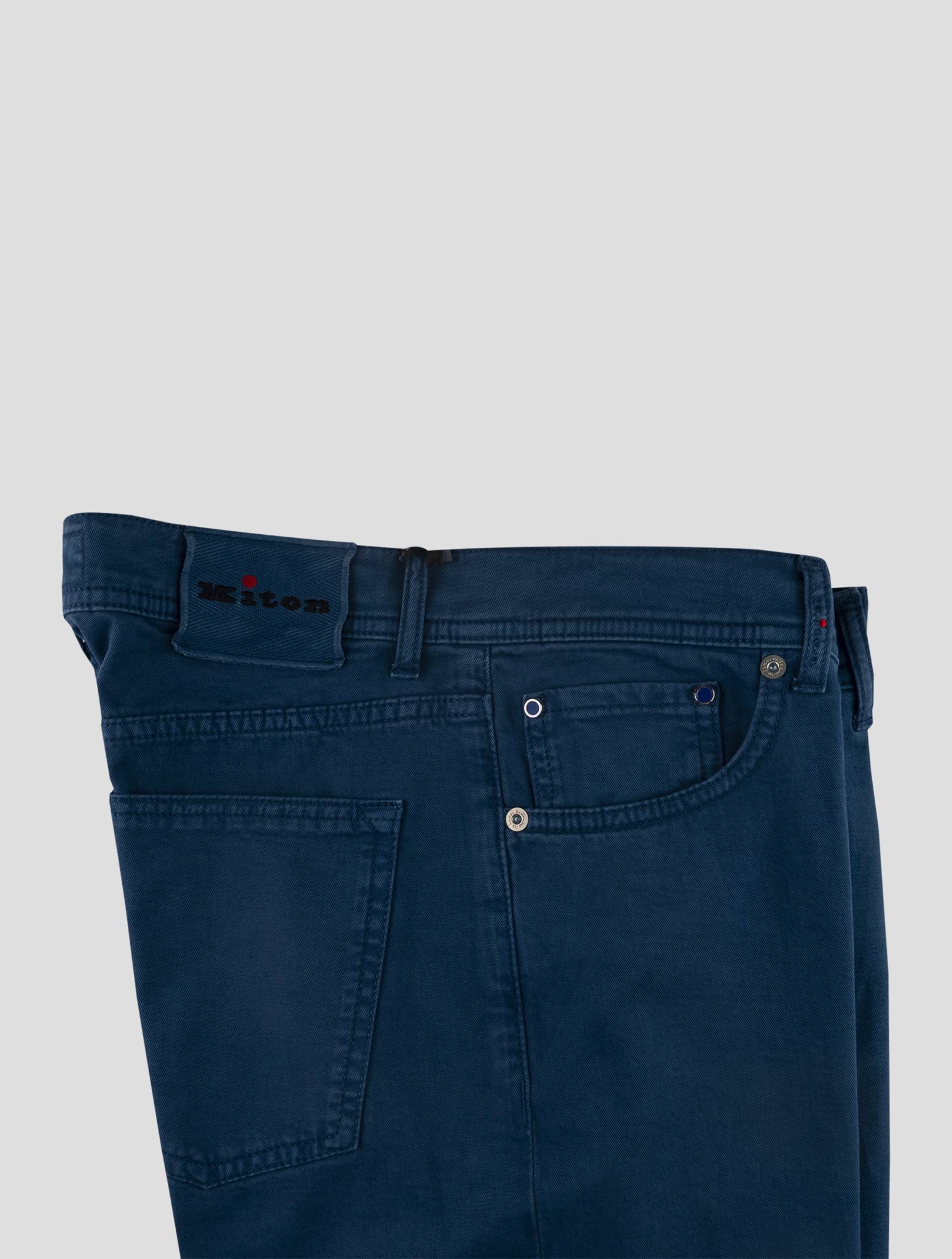 Kiton Blue Cotton Silk Ea Pants Mod. Jeans