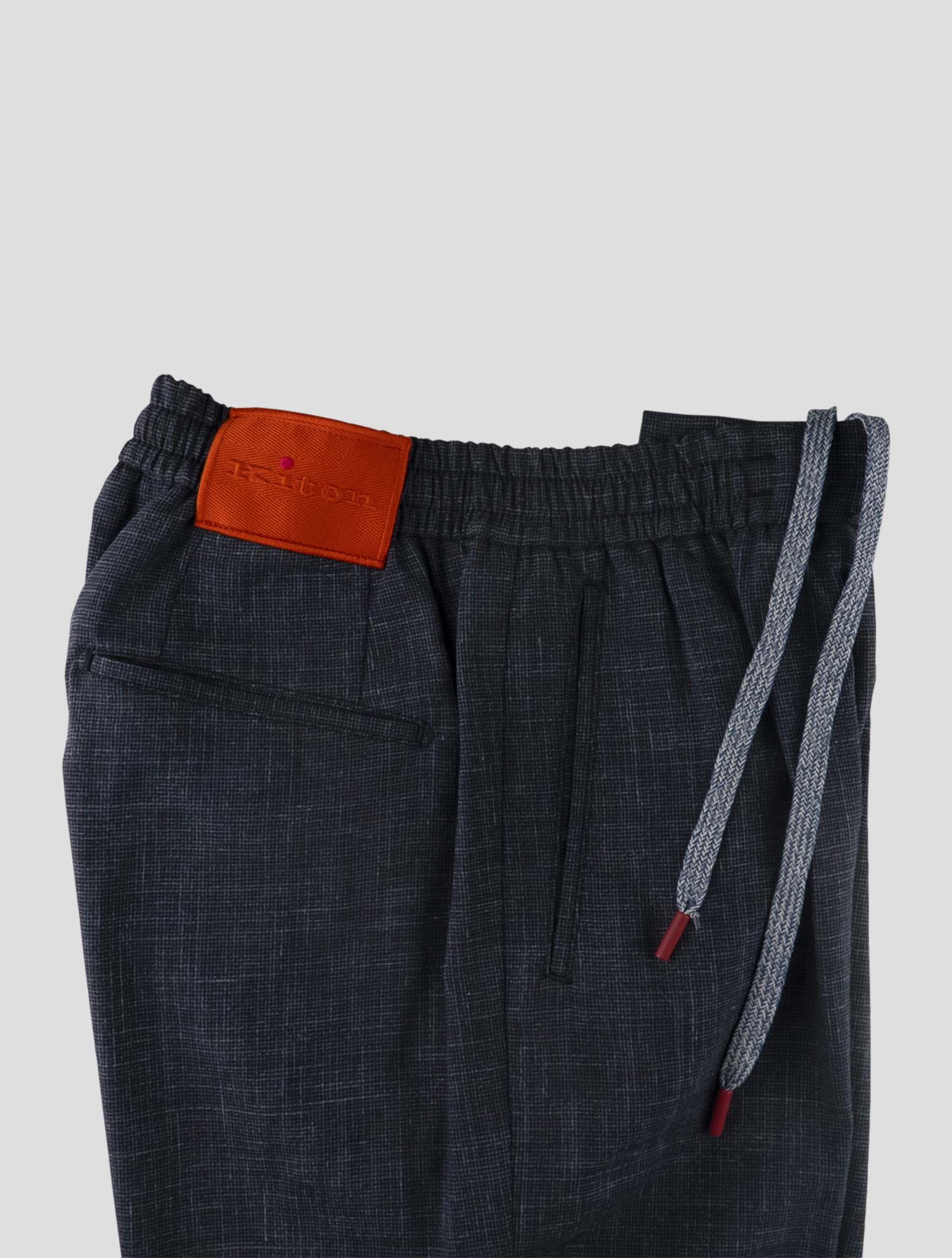 Kiton Blue Wool Silk Linen Pants