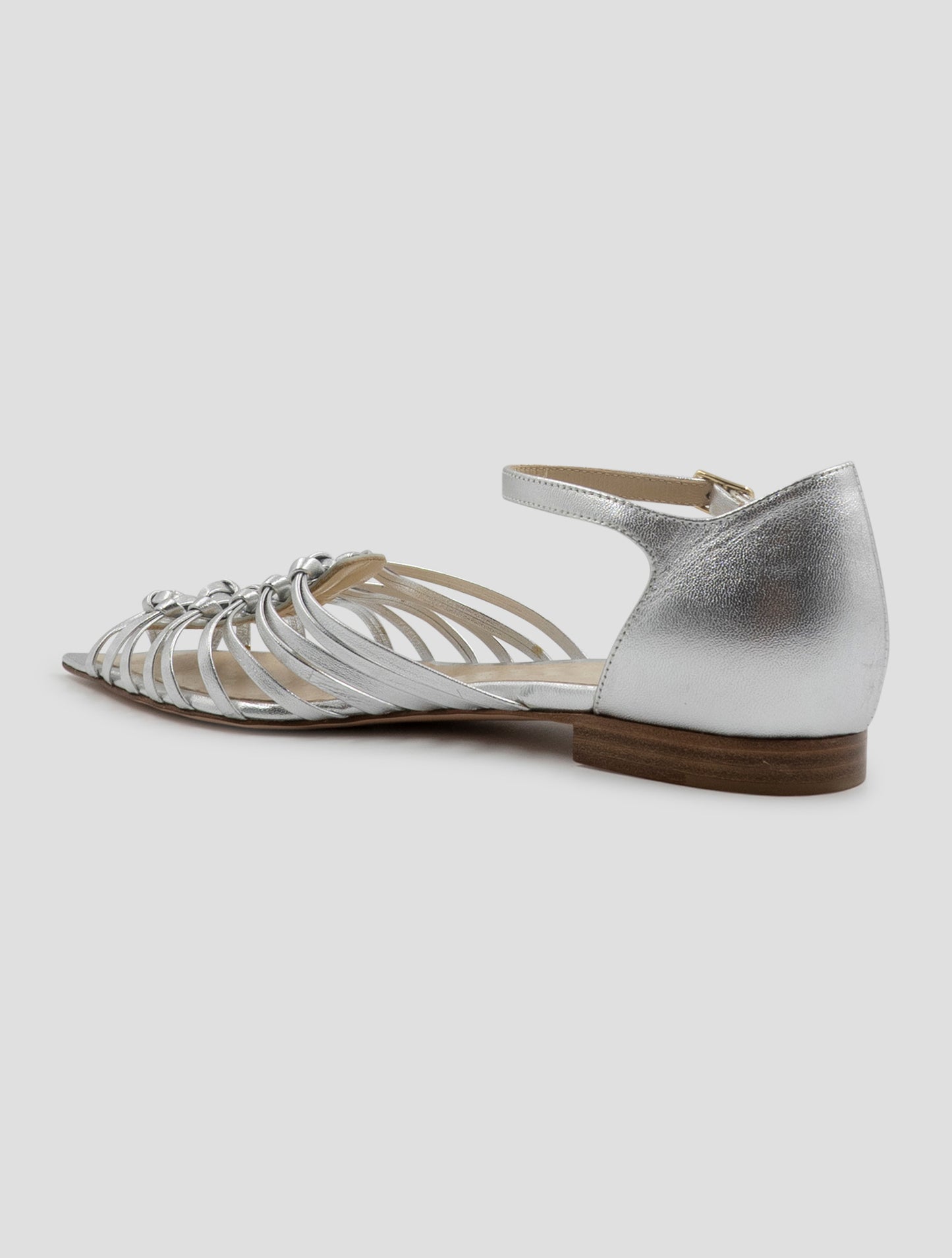 Kiton Silver Leather Suede Sandals Women