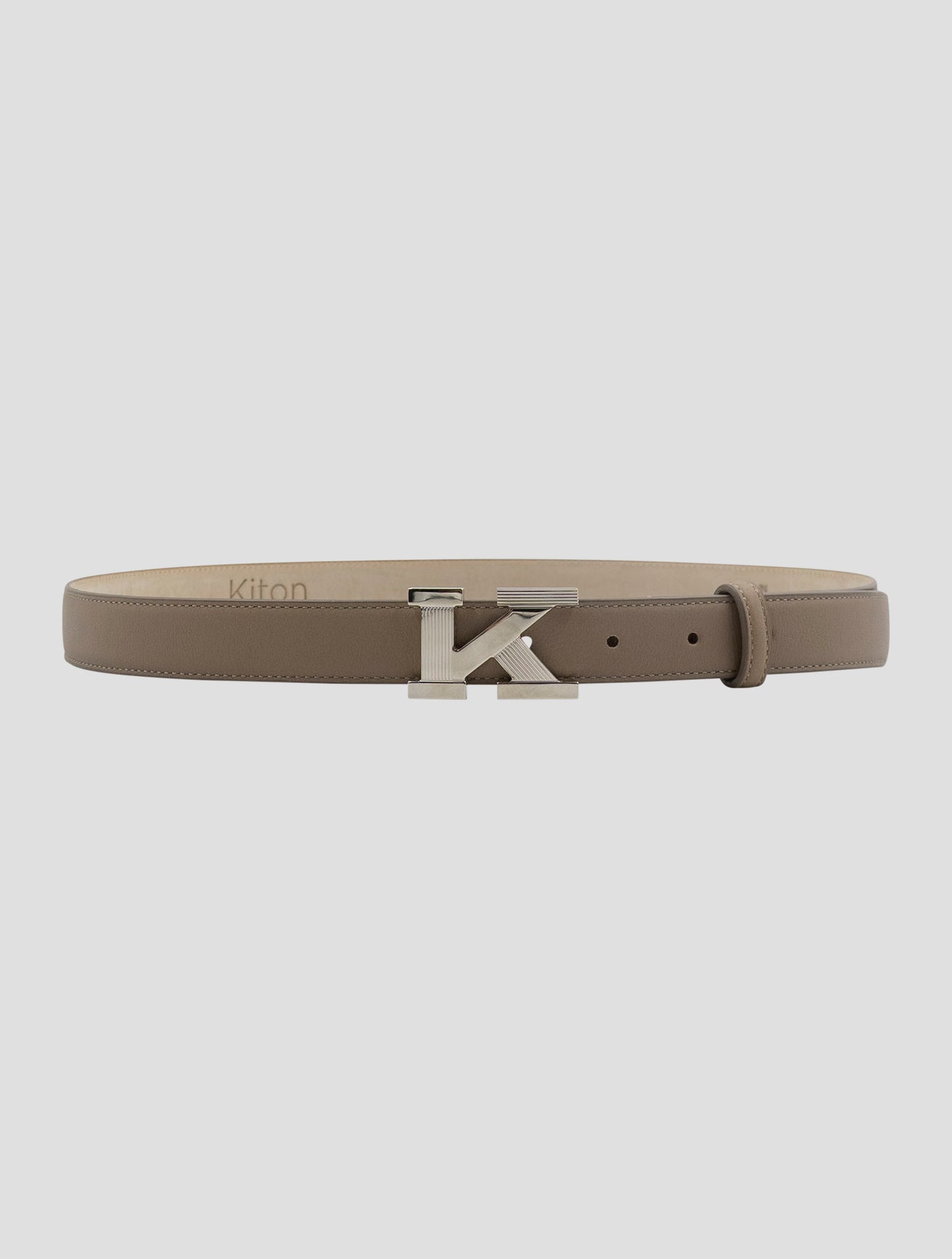 Kiton Taupe Leather Belt Women