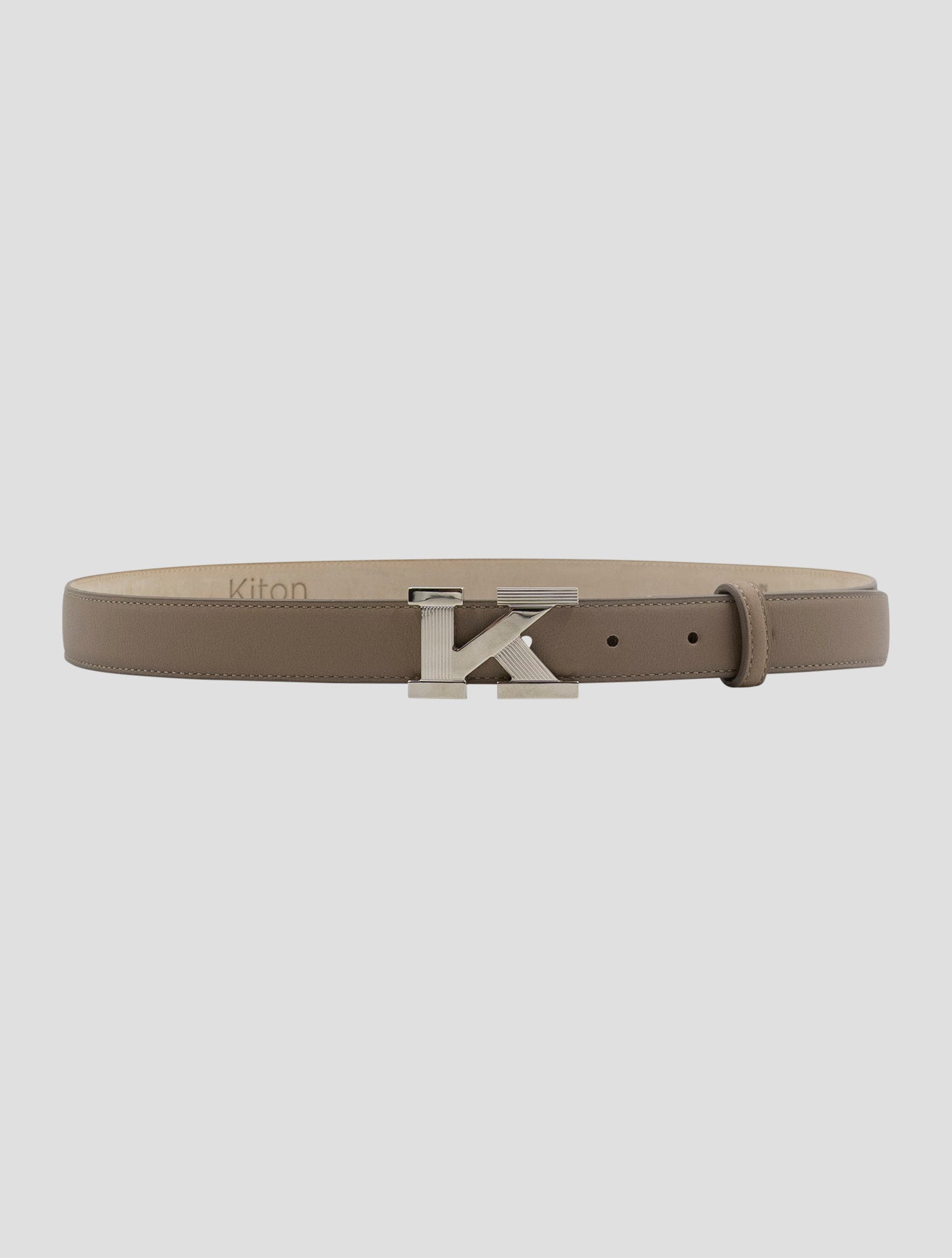 Kiton Taupe Leather Belt Women