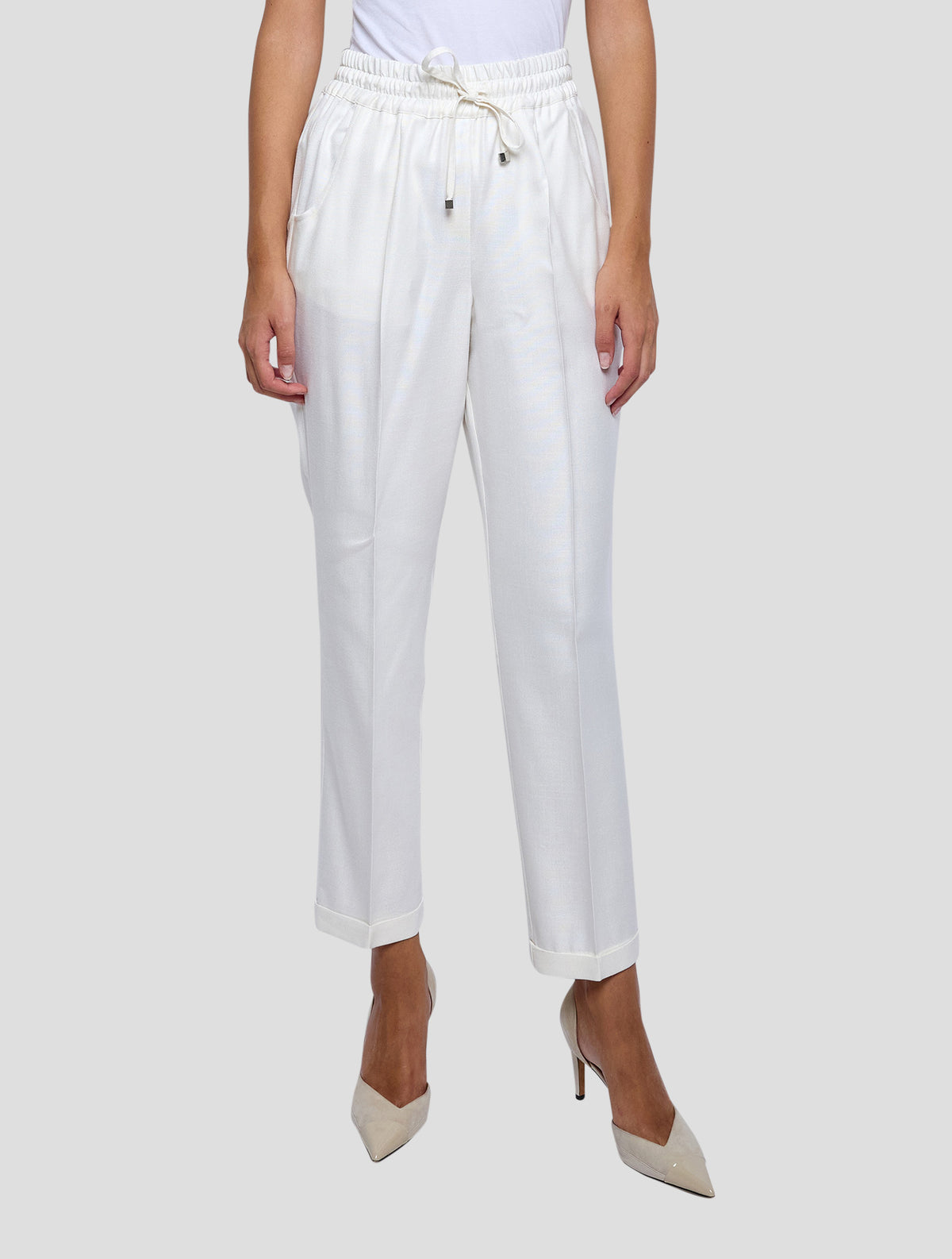 Kiton White Viscose Pants Women