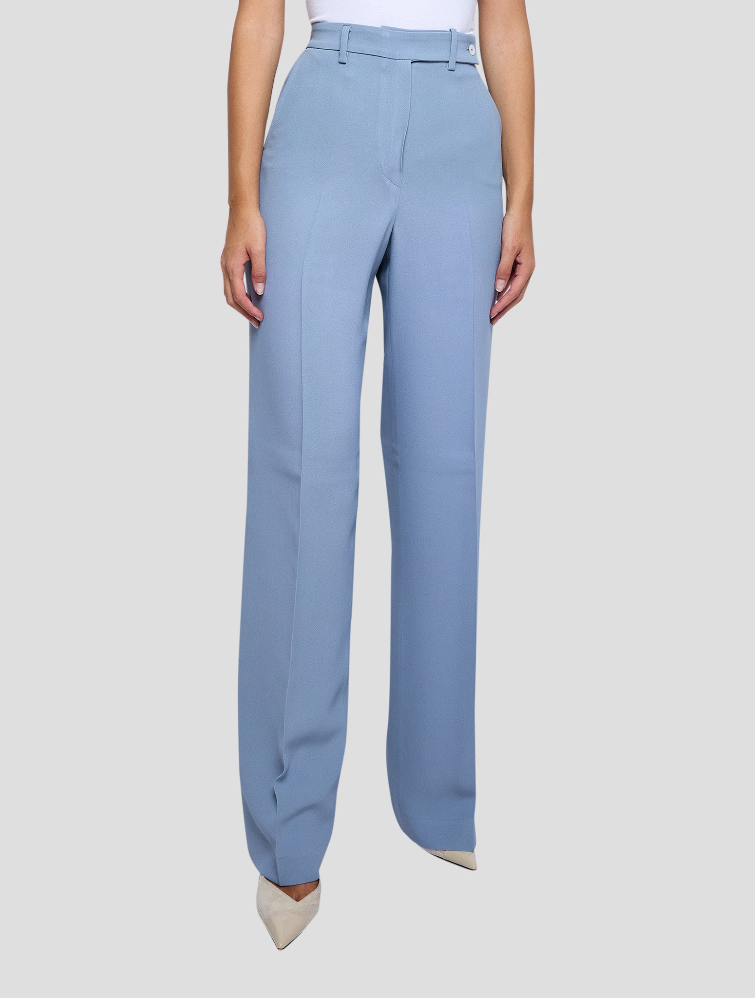 Kiton Light Blue Viscose Acetate Pants Women