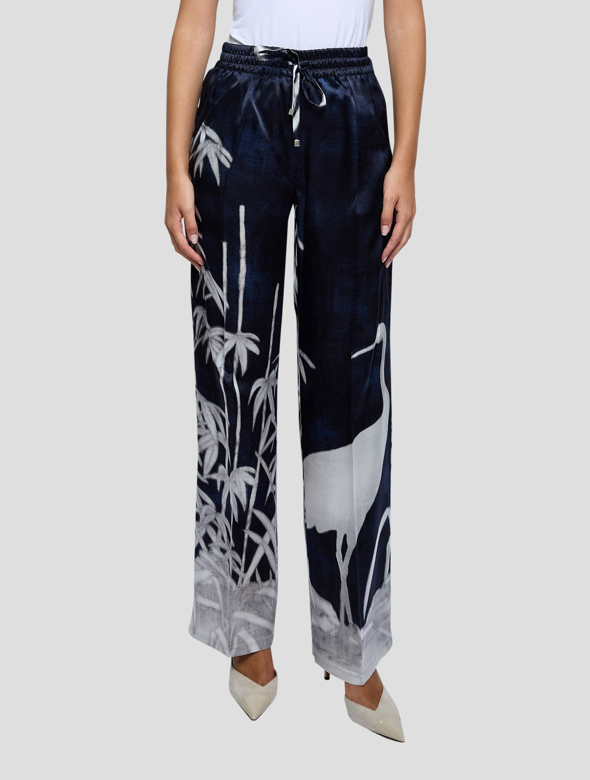 Kiton Blue Silk Pants Women