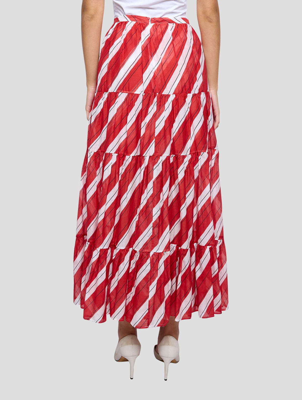 Kiton Red White Cotton Silk Skirt Women
