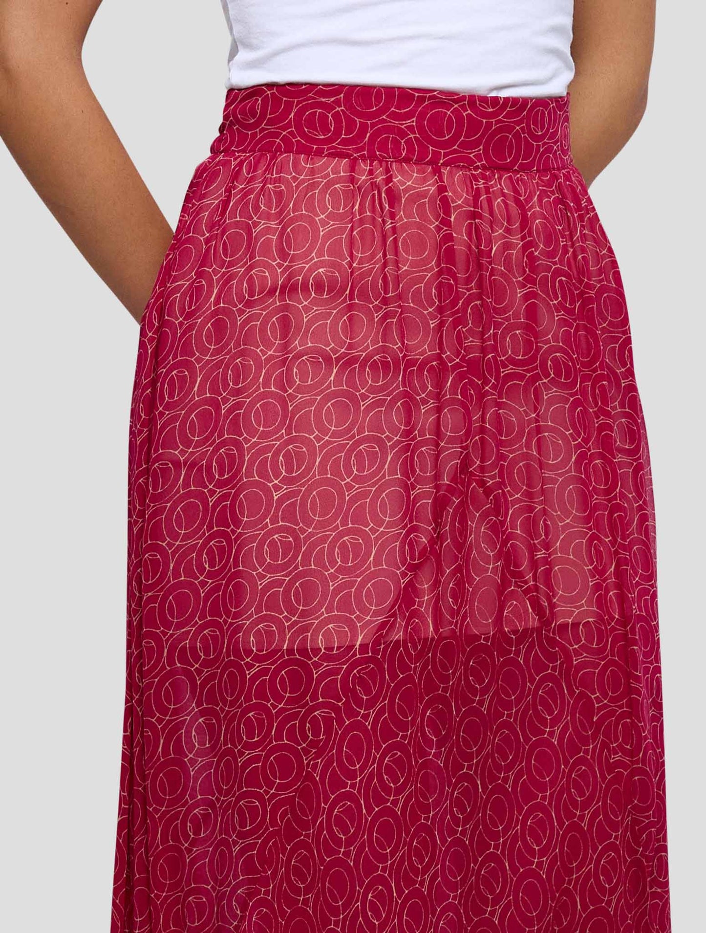 Kiton Burgundy Silk Skirt Women