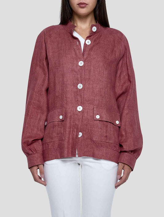 Kiton Burgundy Linen Blazer Women