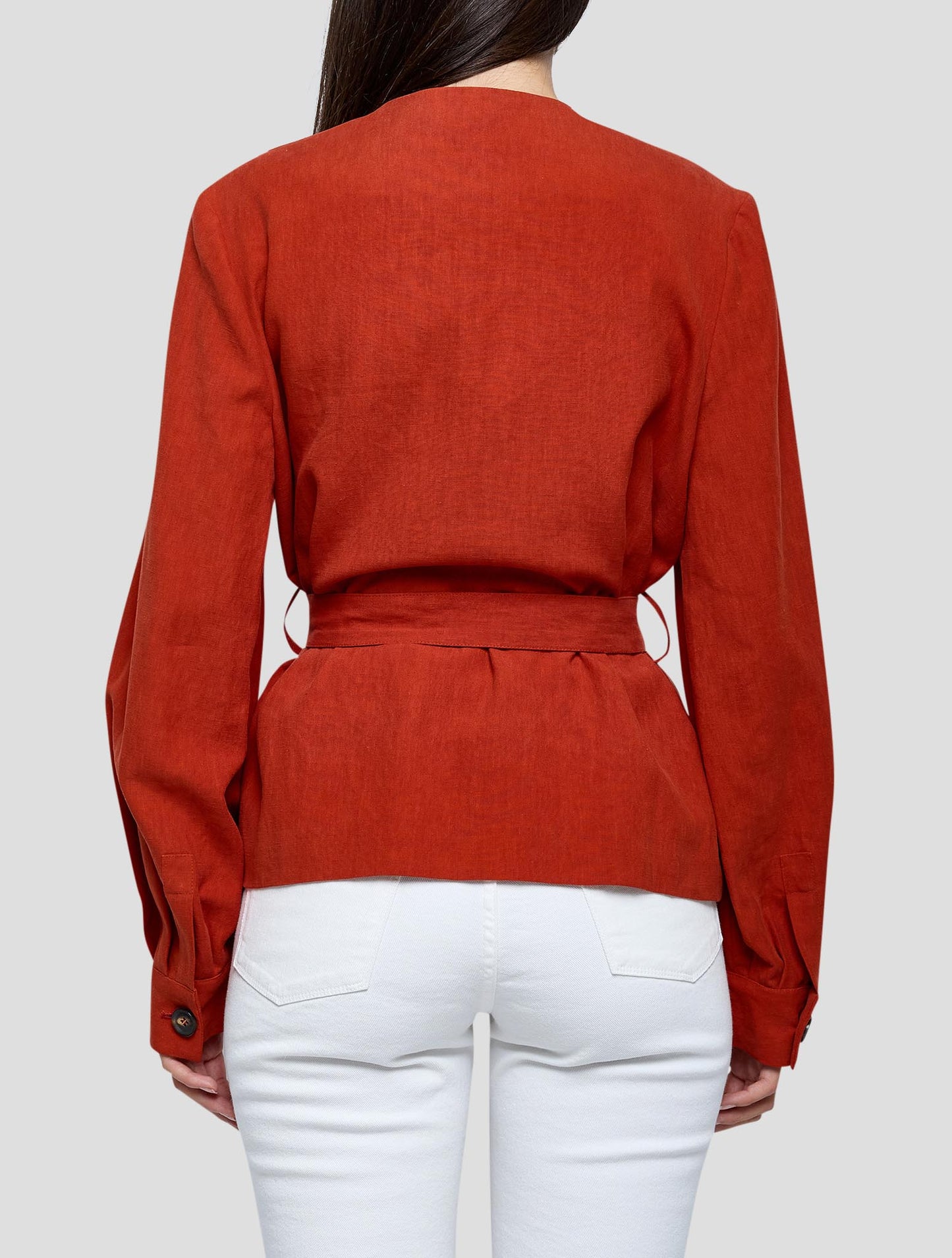 Kiton Red Linen Blazer Women