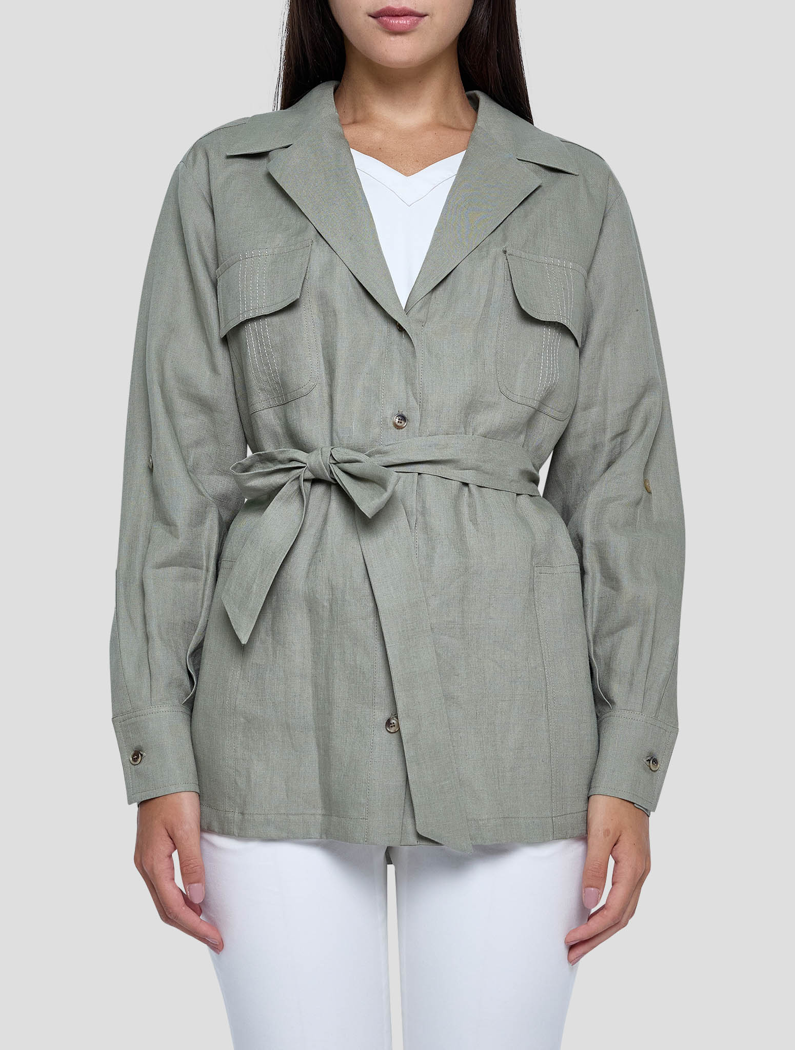 Kiton Green Linen Shirt Women