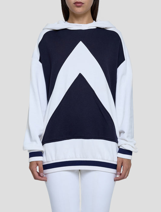 Kiton Multicolor Blue White Cotton Cashmere Sweater Hoodie Women