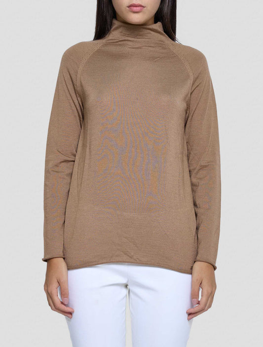 Kiton Brown Cashmere Silk Sweater Turtleneck