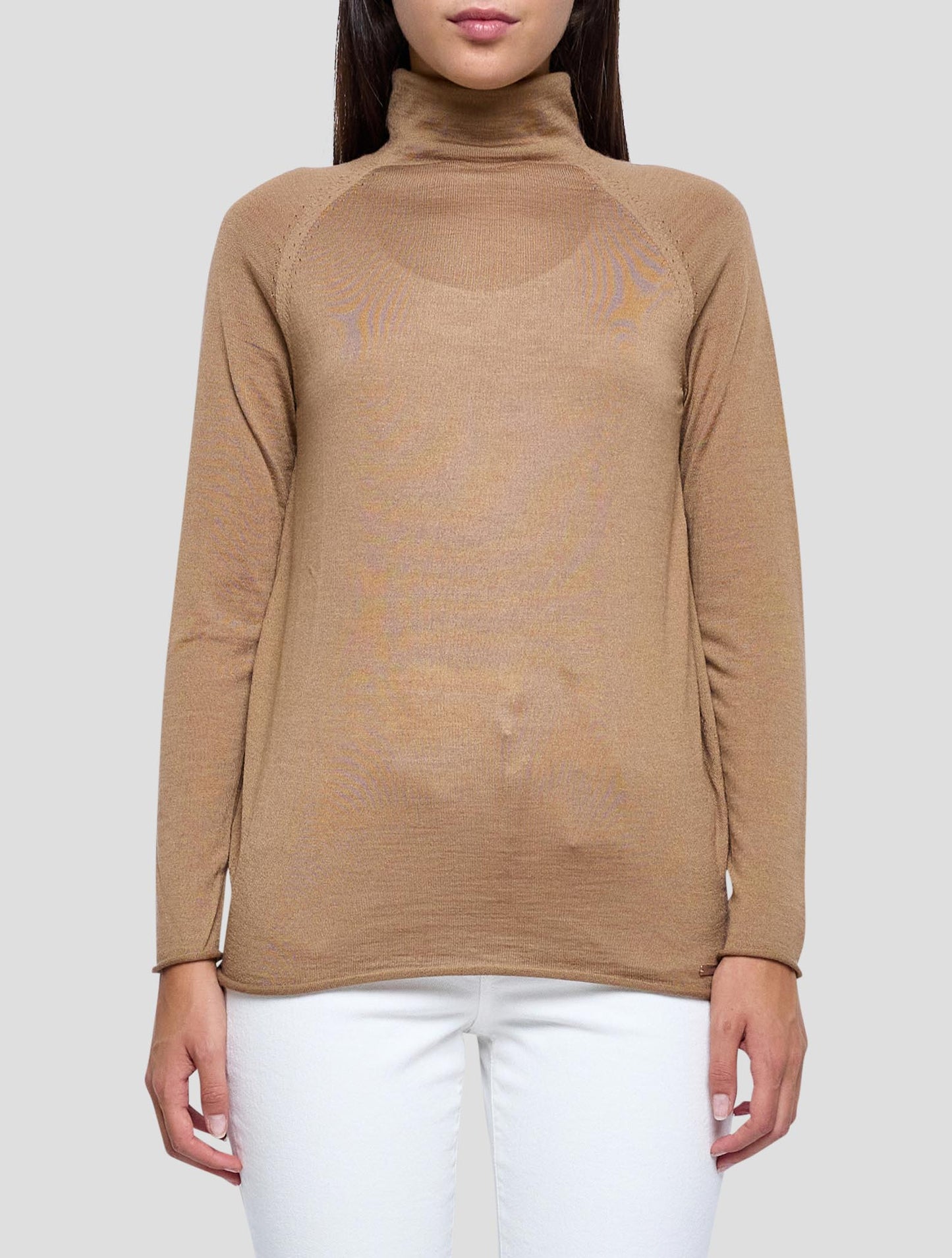 Kiton Brown Cashmere Silk Sweater Turtleneck