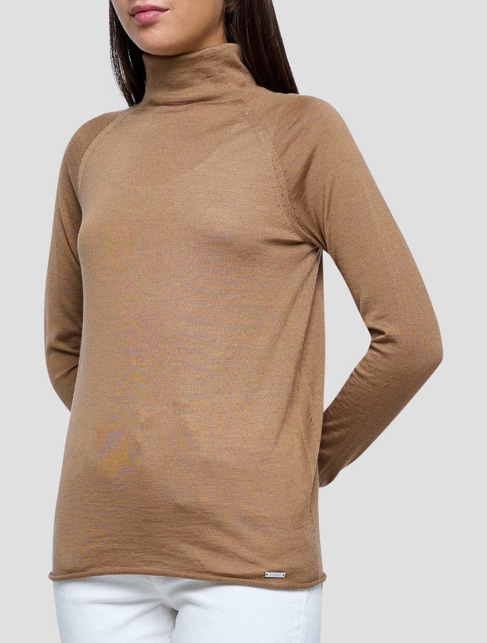 Kiton Brown Cashmere Silk Sweater Turtleneck