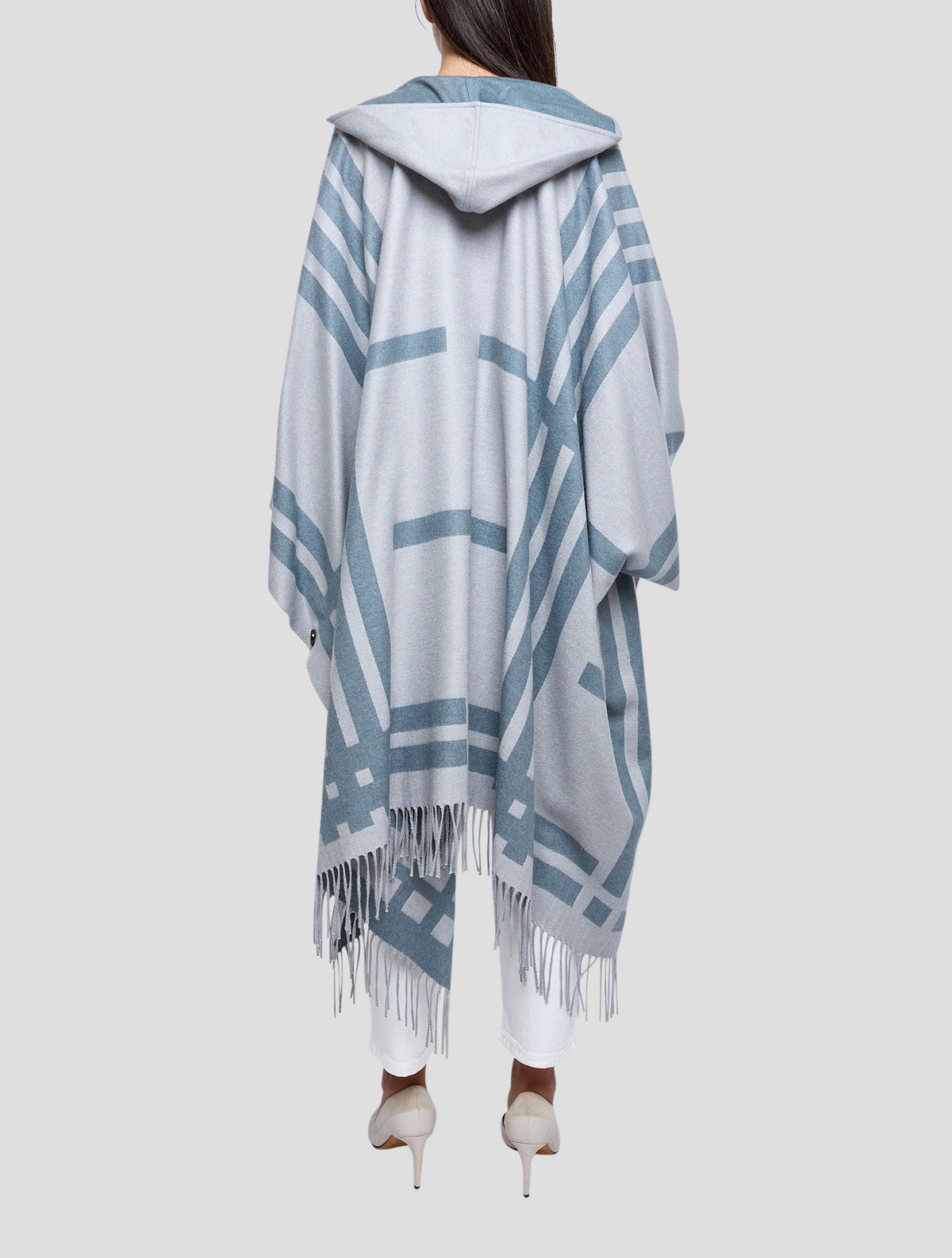 Kiton Gray Silk Cashmere Poncho Women