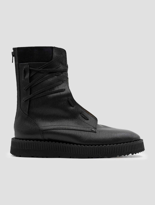 Kiton Black Leather Shearling Boots