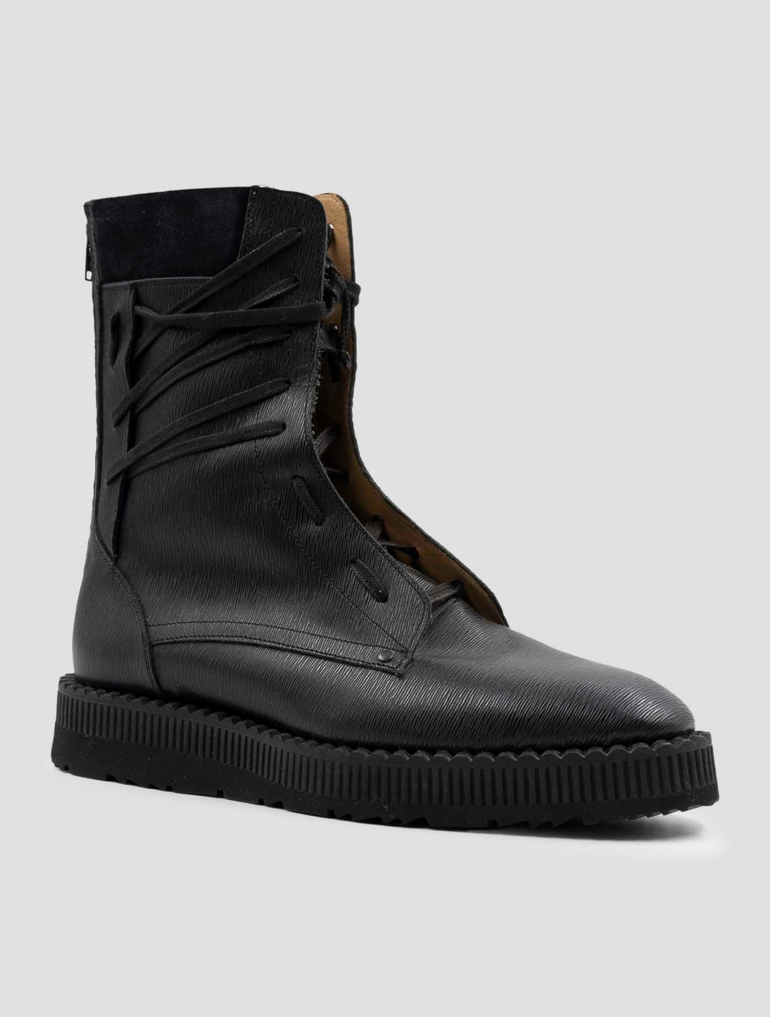 Kiton Black Leather Shearling Boots