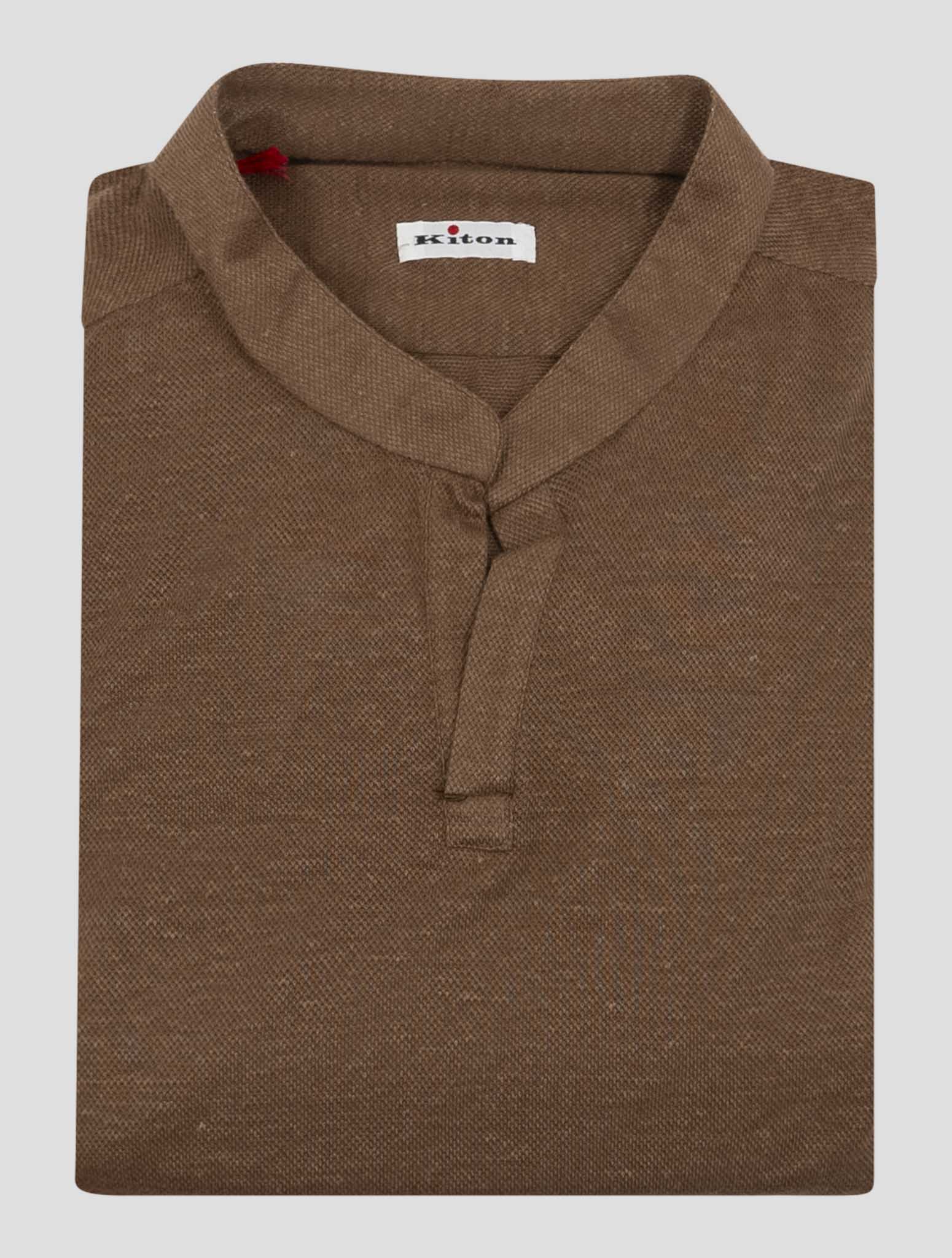 Kiton Brown Linen Cotton Korean Shirt