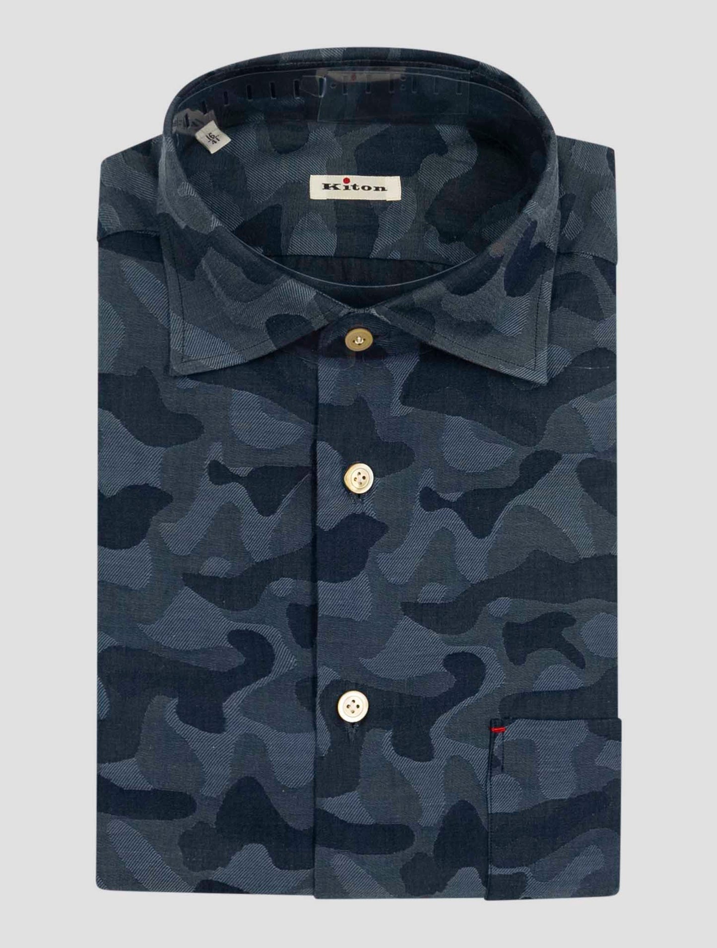 Kiton Blue Cotton Linen Shirt Nerano