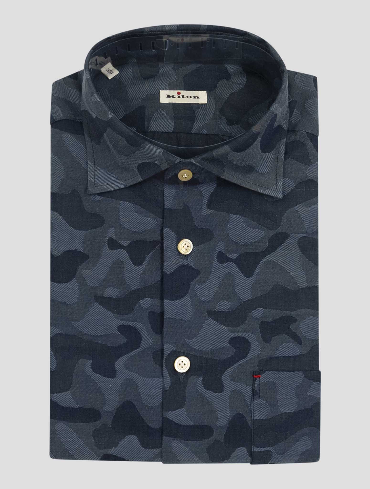 Kiton Blue Cotton Linen Shirt Nerano