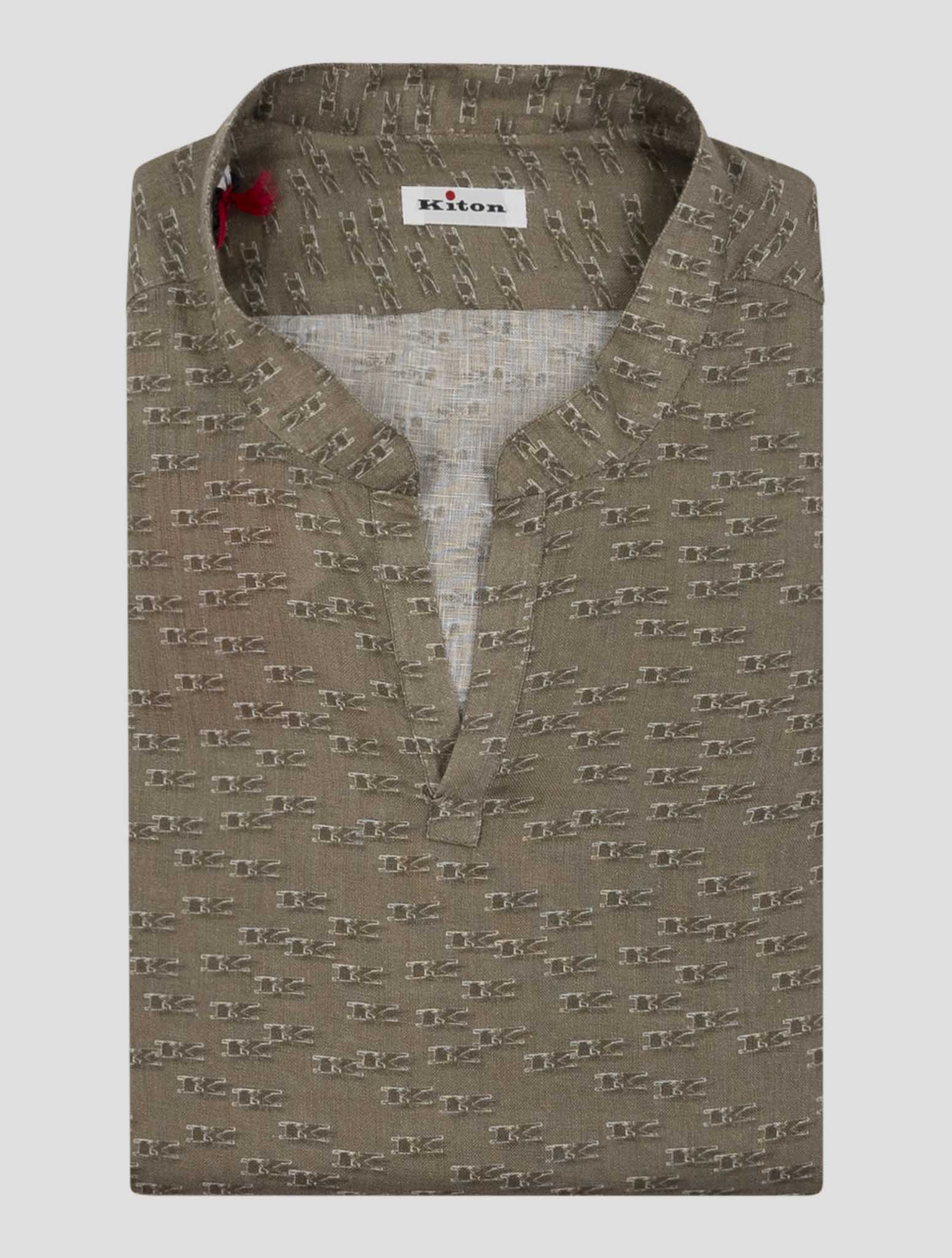 Kiton Brown Linen Korean Shirt