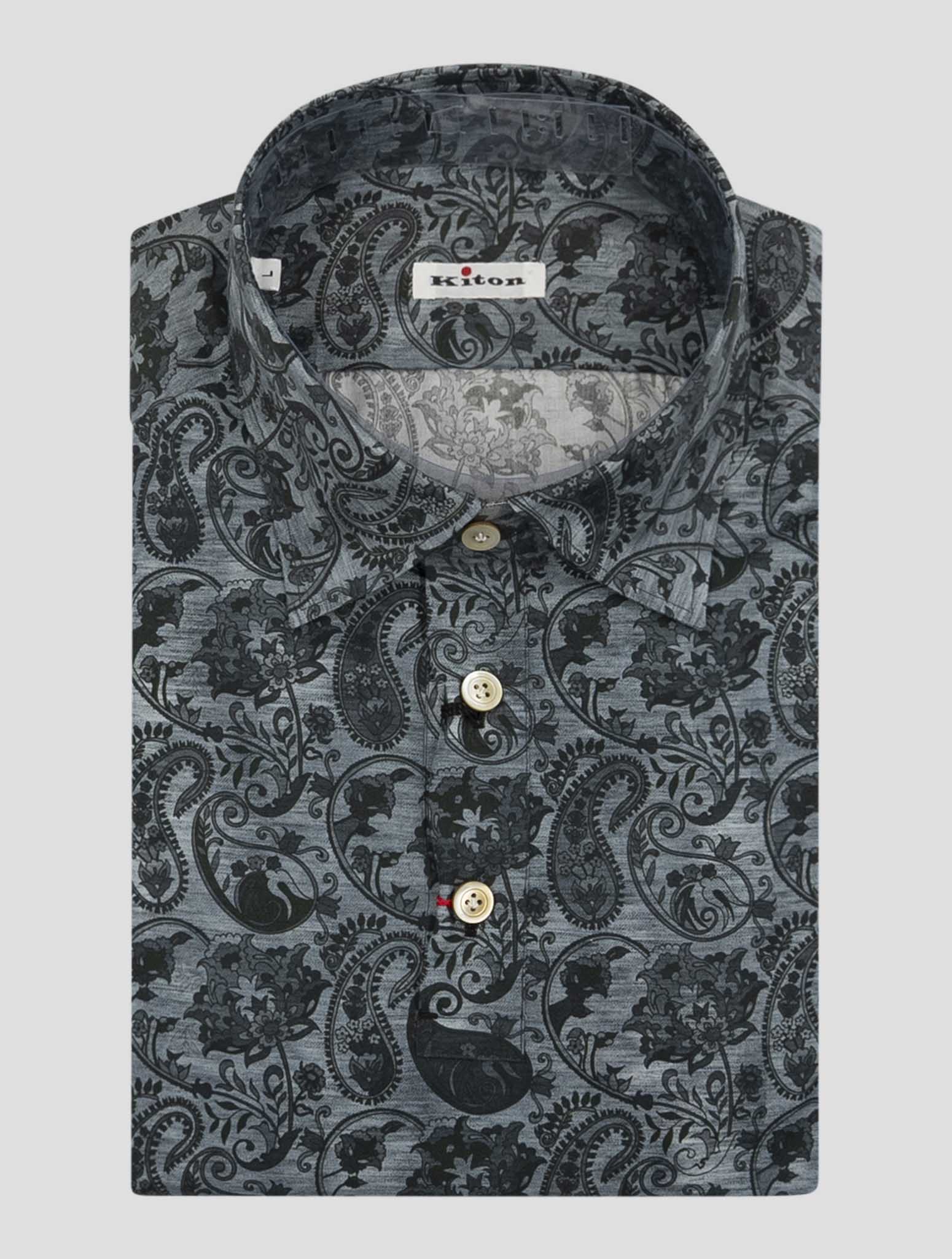 Kiton Dark Gray Cotton Shirt Positano
