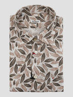 Kiton Brown White Cotton Shirt Nerano