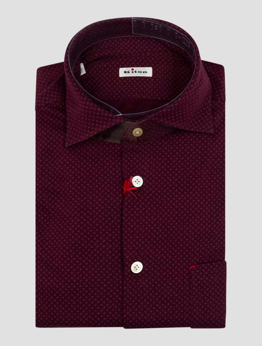 Kiton Burgundy Cotton Shirt Nerano