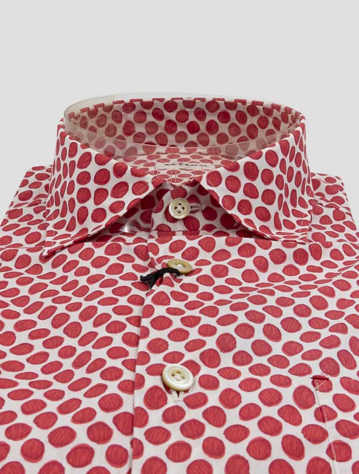 Kiton Red White Cotton Shirt Nerano