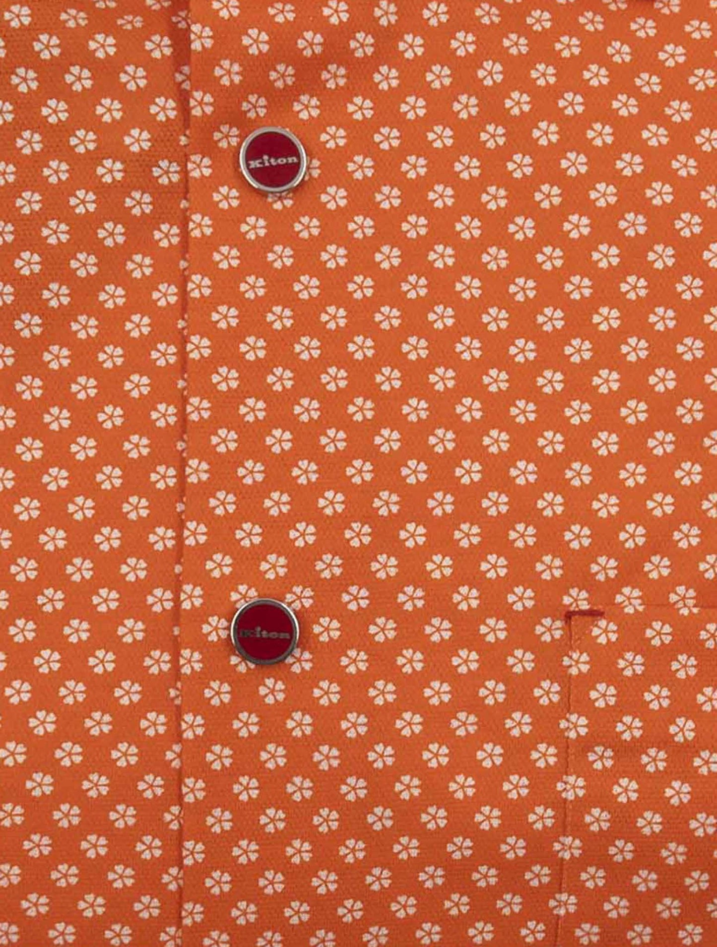 Kiton Orange White Cotton Shirt