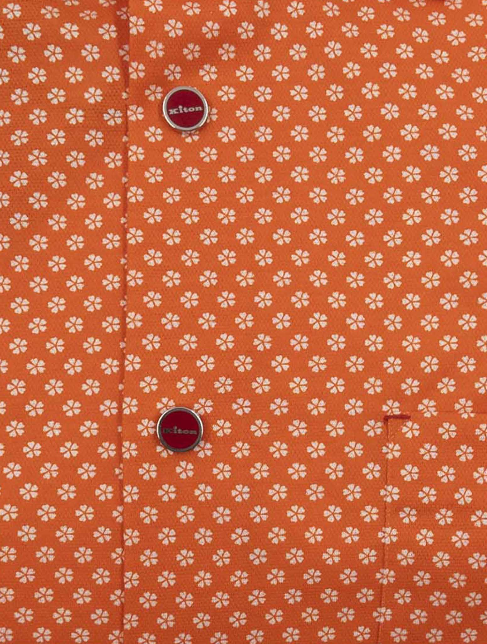 Kiton Orange White Cotton Shirt