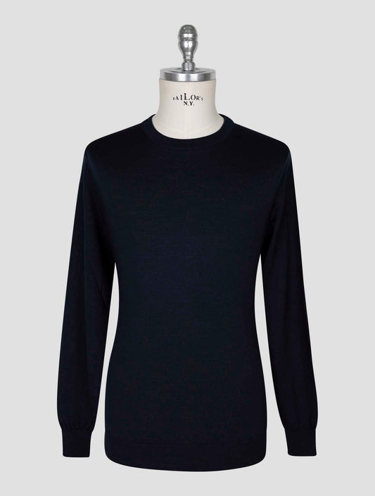 Kiton Blue Wool Sweater Crewneck