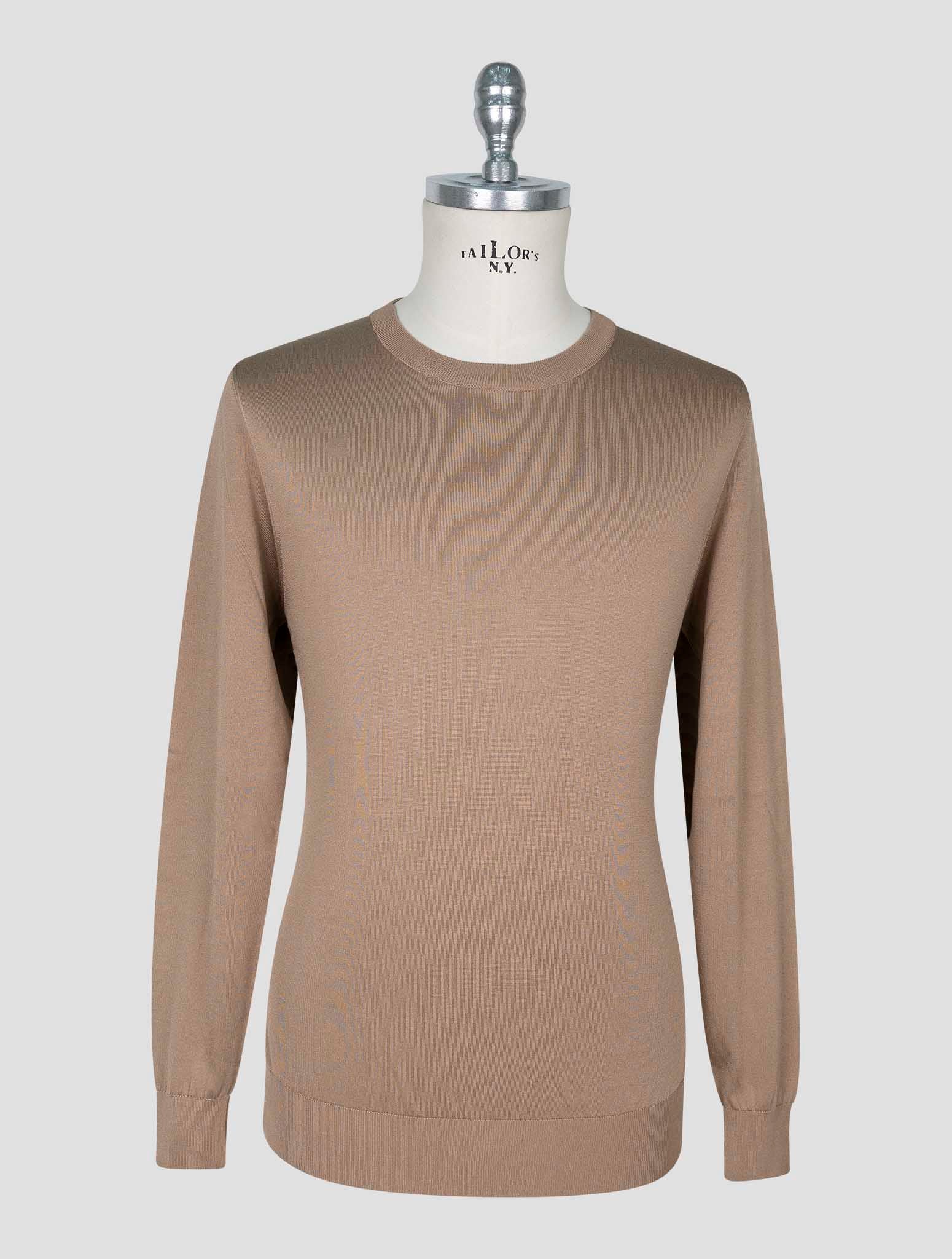 Kiton Brown Silk Sweater Crewneck