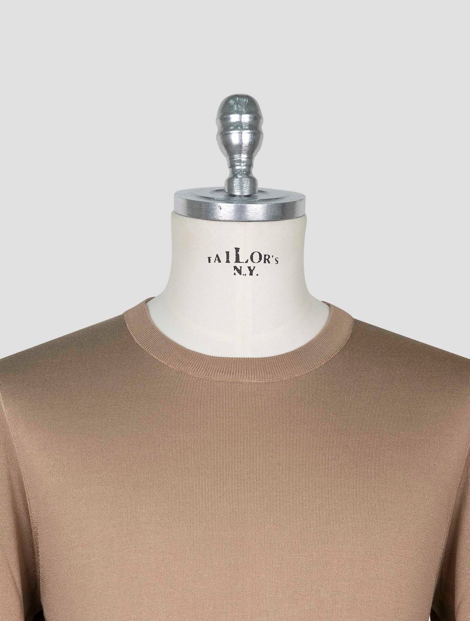 Kiton Brown Silk Sweater Crewneck