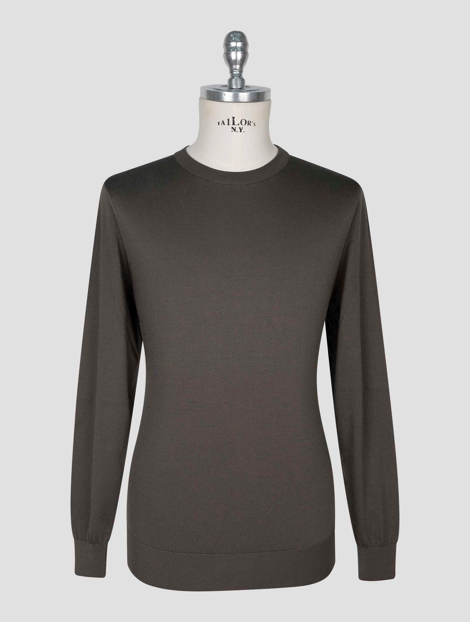 Kiton Taupe Silk Sweater Crewneck