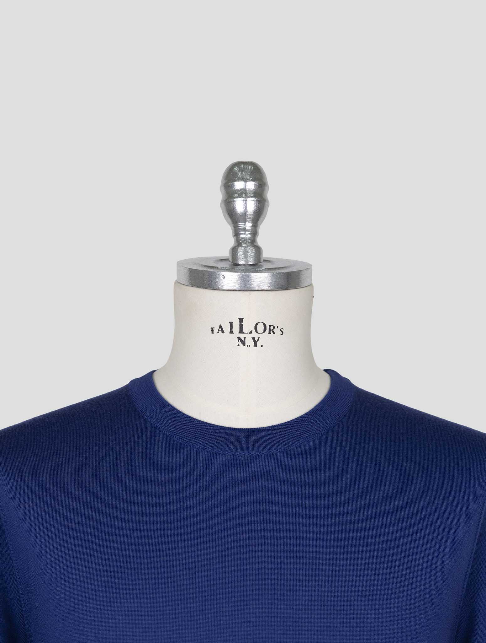 Kiton Blue Wool Sweater Crewneck