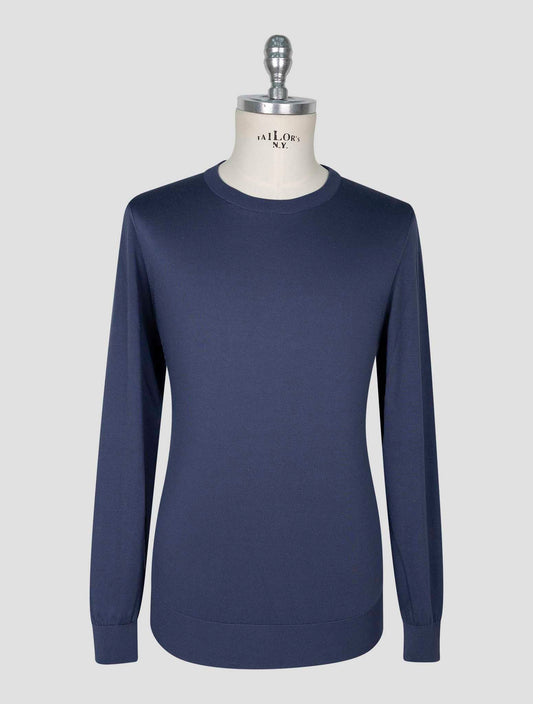 Kiton Blue Silk Sweater Crewneck