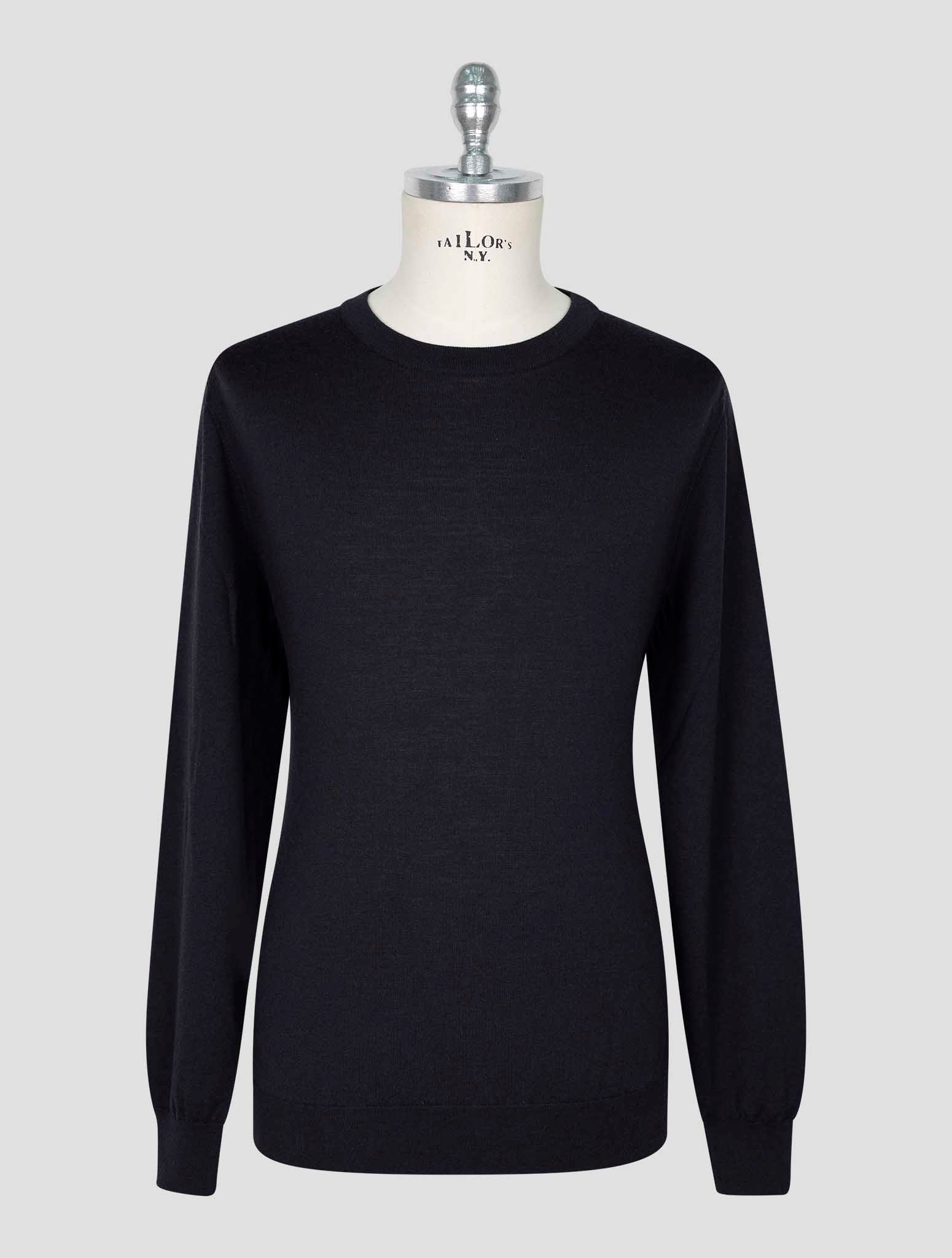 Kiton Black Wool Sweater Crewneck